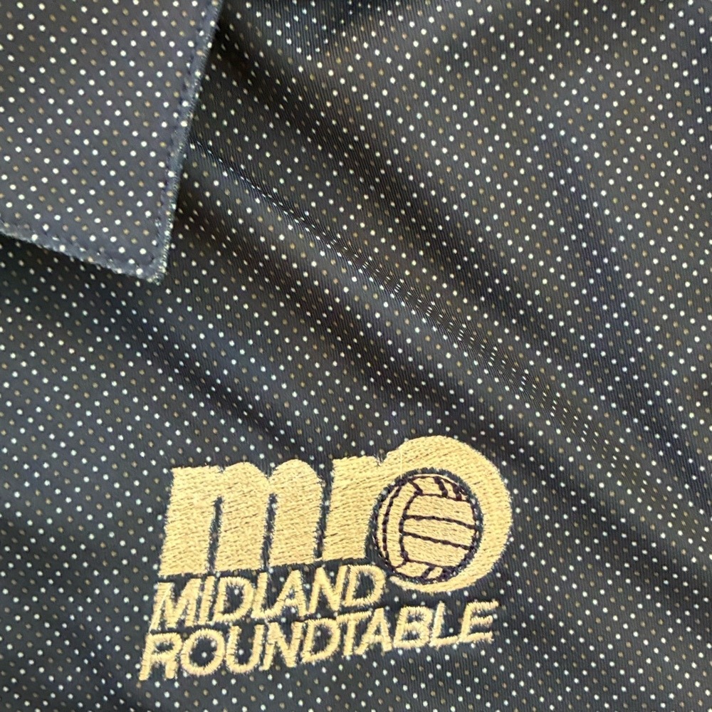 Adidas Mens Navy Blue Micro Dot Golf Polo Shirt Midland Roundtable Small - Picture 2 of 5